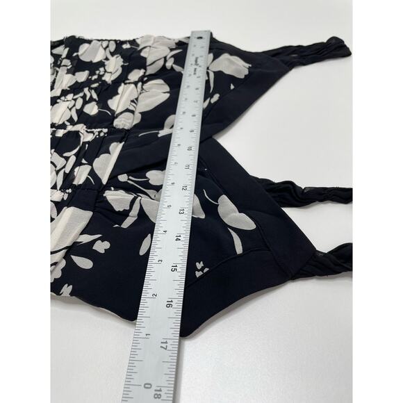 Ann Taylor Floral Dress 4 Floral Wide Straps V Neck Black White Sundress Career - Picture 9 of 15